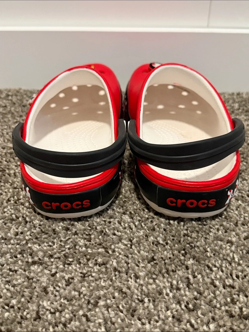 CROCS Kids Red Minnie Mouse Clog Sandals with Black Trim